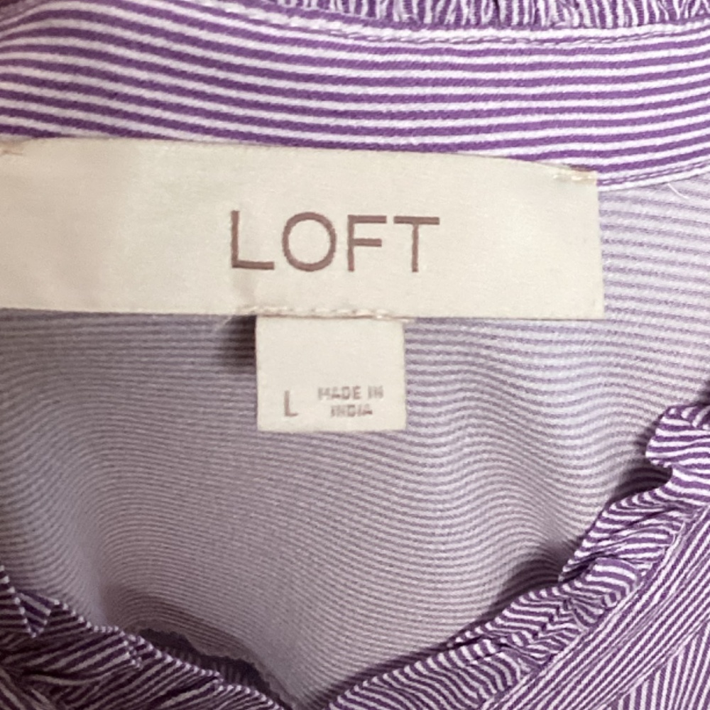 Loft Purple Striped Button Down Blouse - image 6